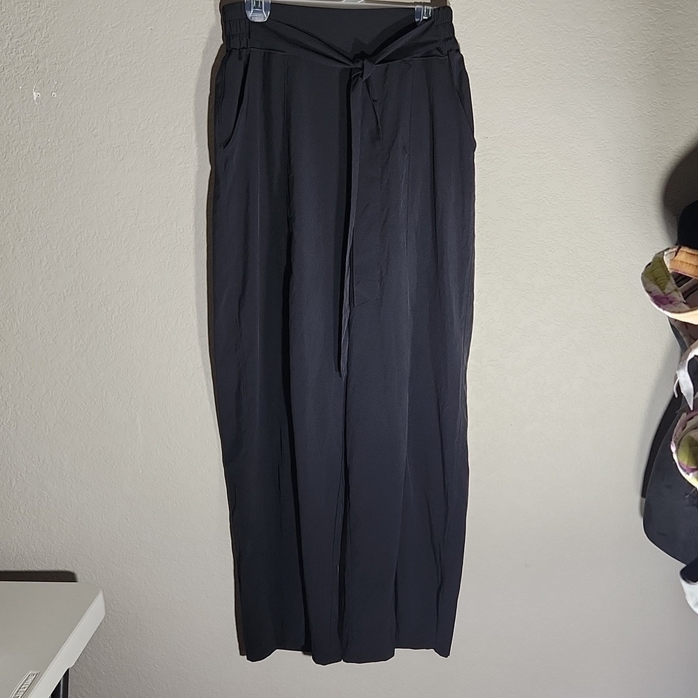 Zella Pants Womens Size M wide leg black pockets palazzo business